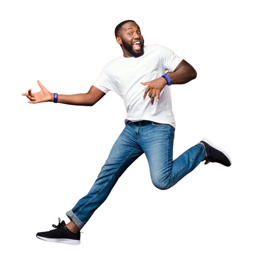 Person wearing MICTIC wristbands while playing music through movement